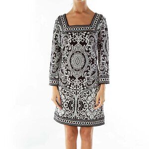 LOFT Black and White Square Neck Day Dress